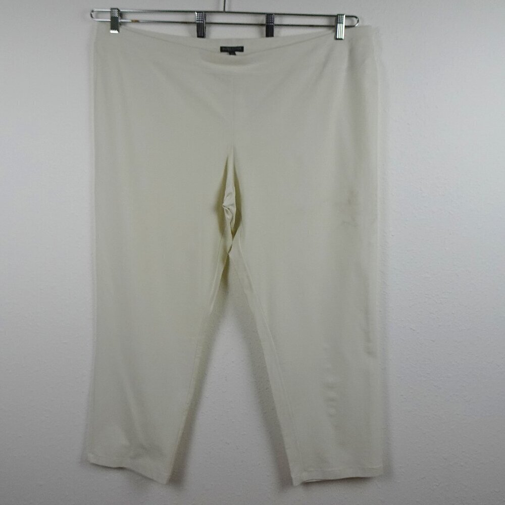 Eileen Fisher Slim Ankle Pants Women's Plus Size 3X Bone Off White Stretch Crepe